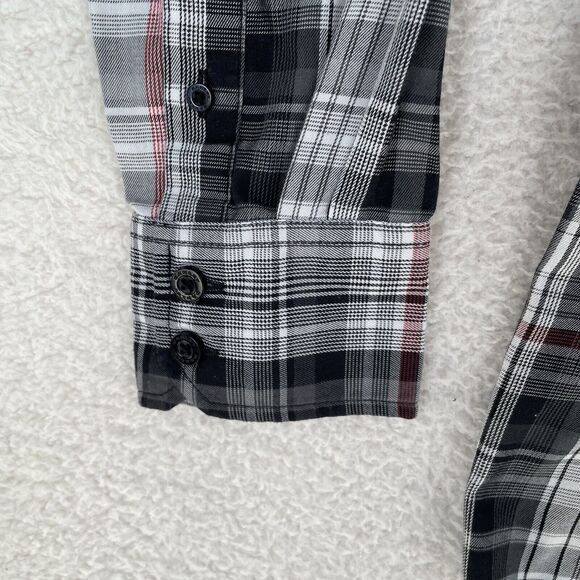 Oakley Shirt Mens Small White Black Plaid Long Sleeve Button Collared Surf Skate - Picture 4 of 16